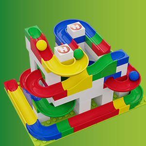 Piste à Billes Compatible Lego Hubelino Kit Construction 123 Pièces - , Mallette Rangement Piste à Billes Hubelino 123 Pièces
