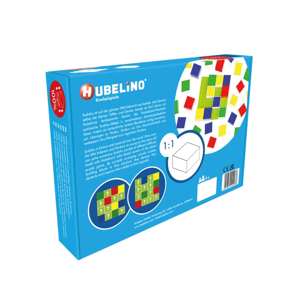 Hubelino Knobelspiele Sudoku Rückseite Karton