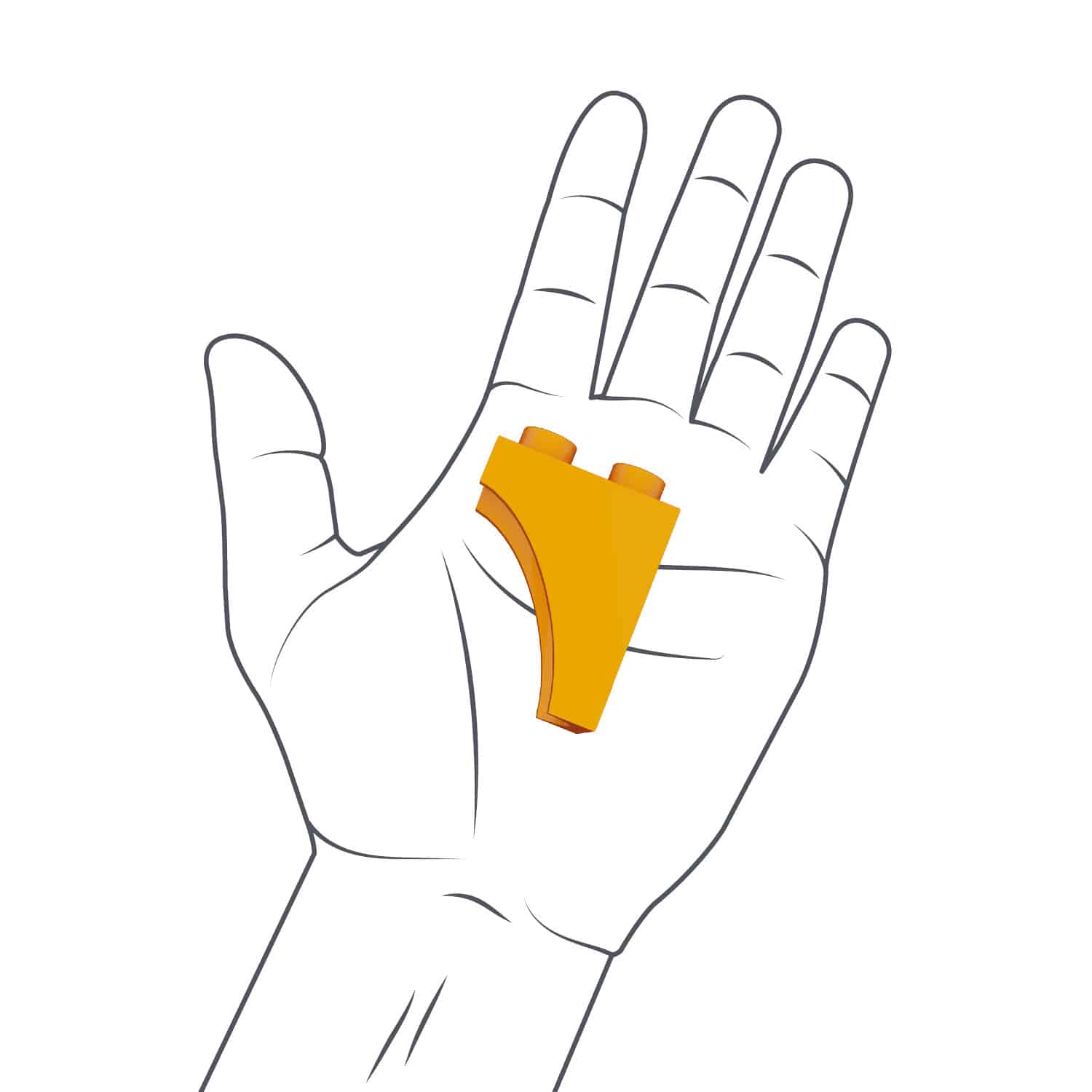 Hand mit Hubelino Kugelbahn Erweiterung Katapult