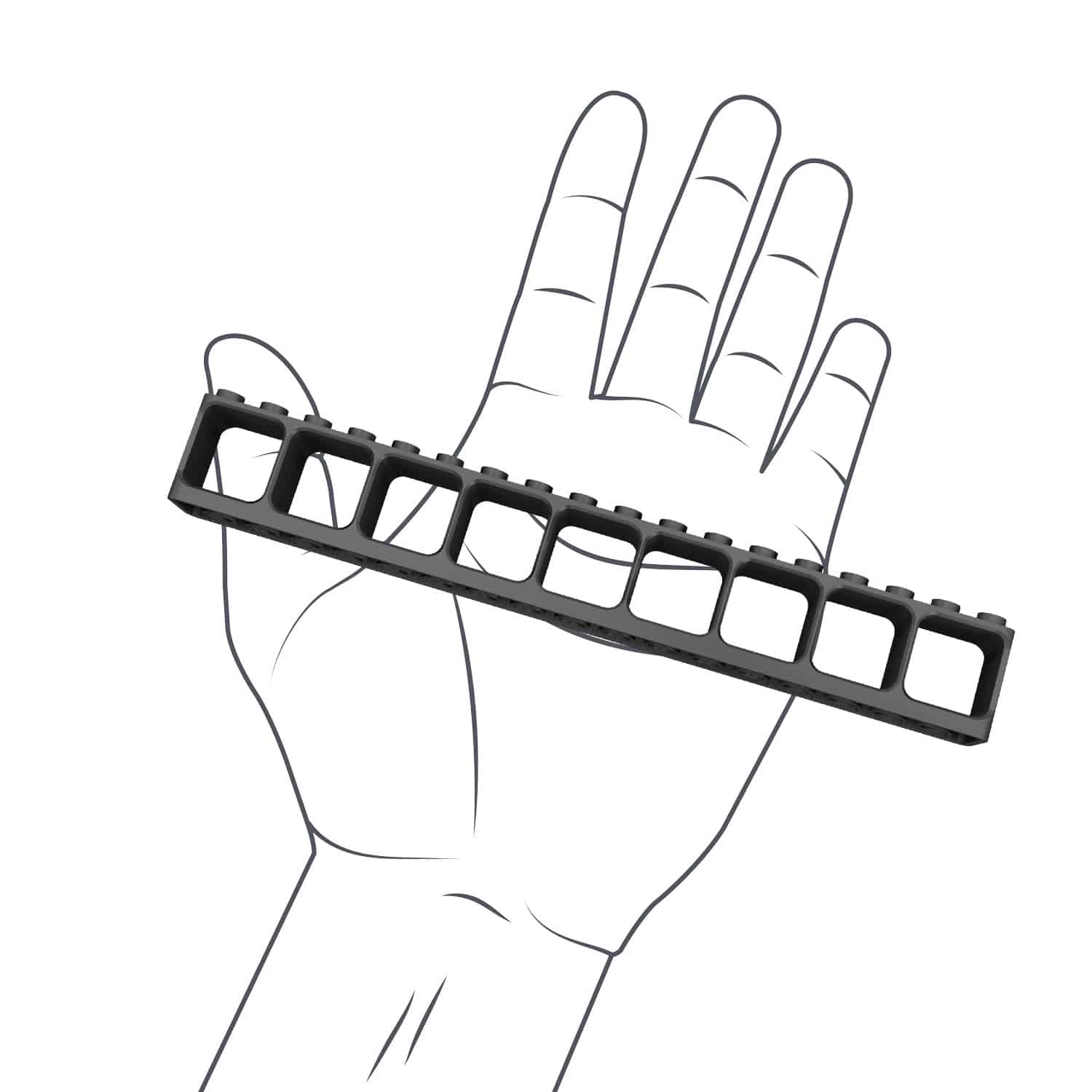 Hand mit Hubelino Pi Klemmbaustein 9er